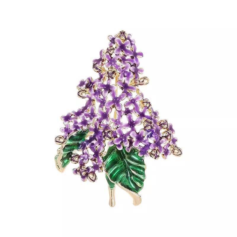 Purple Lilac Brooch, High-end Feminine Charm, Enamel Brooch, Niche and Sophisticated, Anti-glare Pin