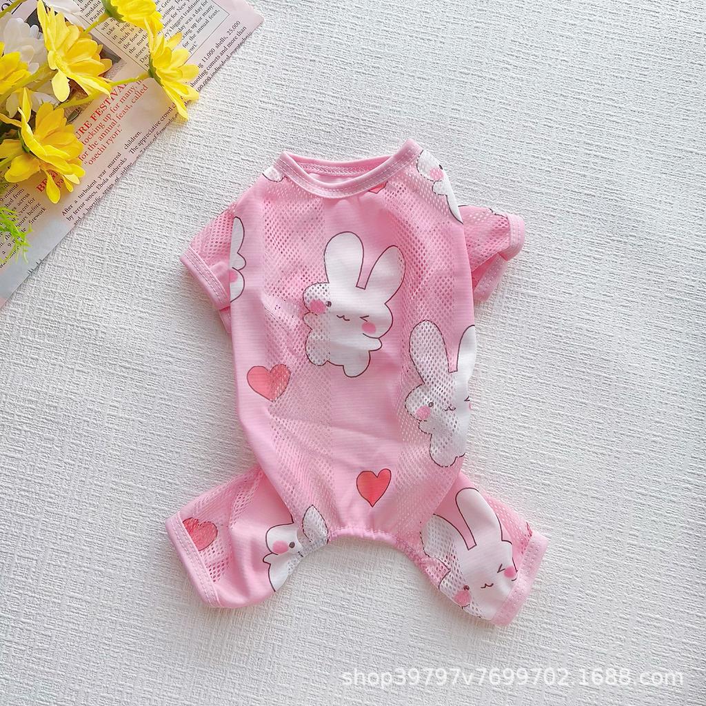 Ins Wind Dog Clothes Summer Spring and Summer Thin Mesh Breathable Four-legged Clothes Anti-hair Loss Small and Medium Teddy Than Bear