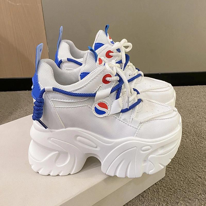 Fashion Fashion Women Leather Chunky Sneakers New Autumn Hidden Heels Casual Sport Dad Shoes 11CM Thick Sole Platform Sneaker Woman