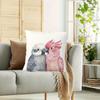 1Pc Of A Short Plush Decorative Pillow Cover Featuring A Pink And Grey Watercolor Design Of A Couple Of Galah Cockatoos, Printed