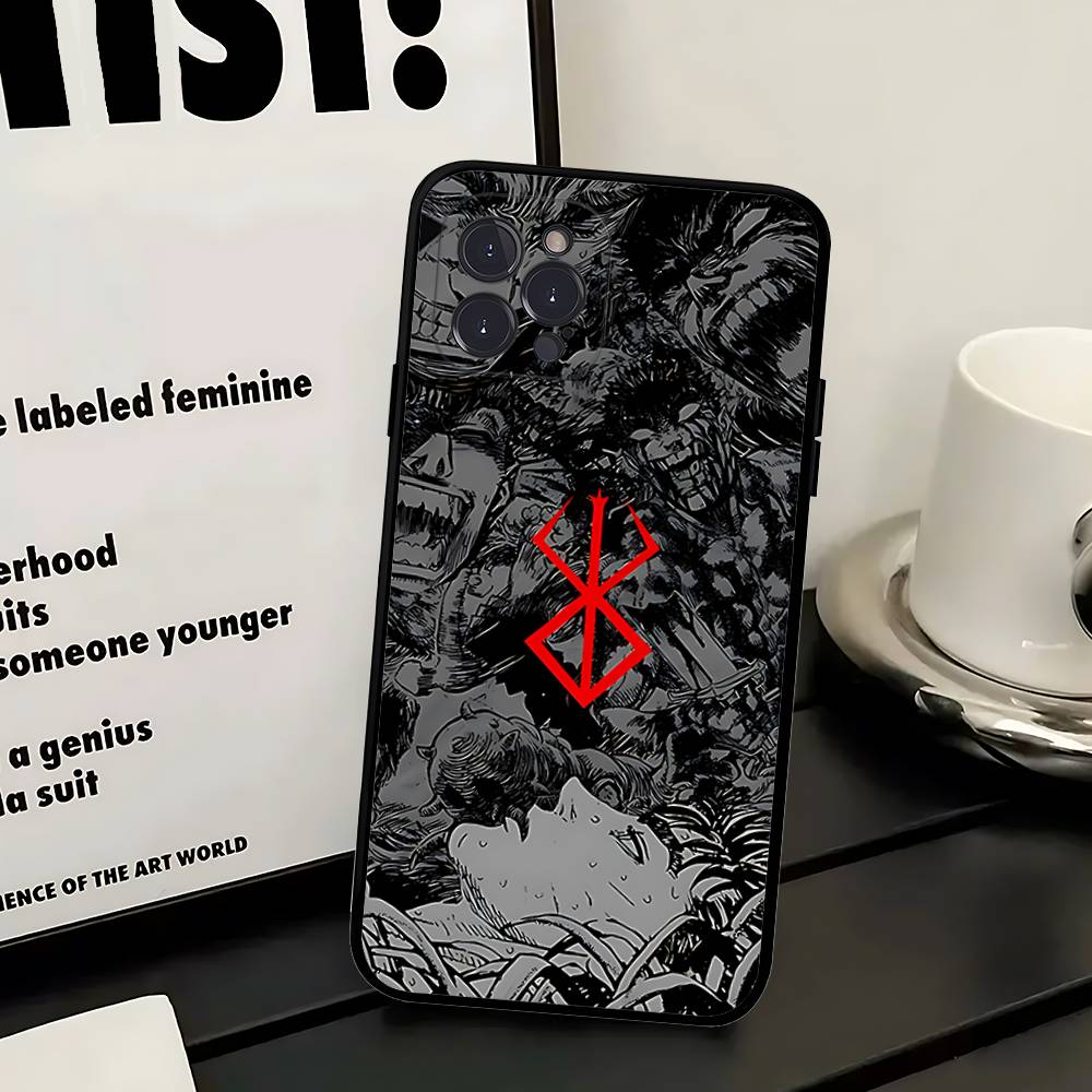 Anime Móda Berserk Guts Puzdro na telefón Pre iPhone 17 16 15 16e 14 13 12 11 Pro Max Plus Puzdro Kryt Coque