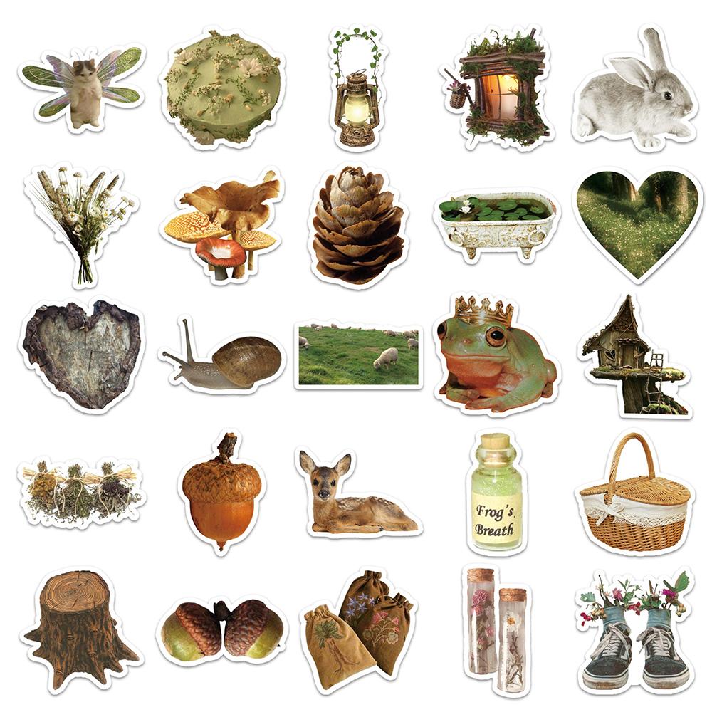 10/30/50pcs Fresh Natural Forest Plants Stickers Ins Style Graffiti Sticker Guitar Phone Water Bottle Cartoon Decals Decoration