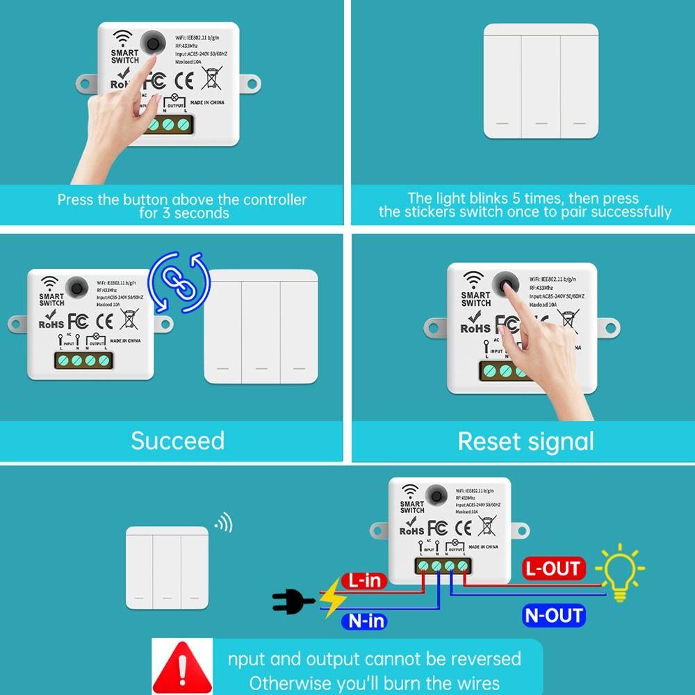 1/2/3Gang Wireless Smart Switch 433MHz Remote Control Switch Wall Panel Switch  Home Automation