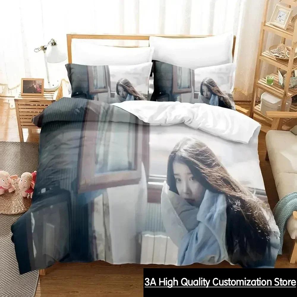 3D Print Singer Iu I Ji Eun Bedding Set Duvet Cover Bed Set Quilt Cover Pillowcase Comforter King Queen Size Boys Adult Bedding