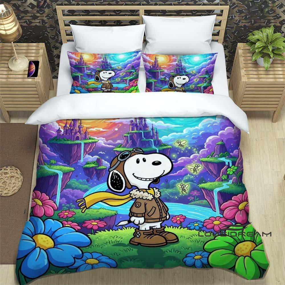 

(Snoopy) Sunflower-Themed Printed Bedding Set: Featuring a duvet cover and pillowcases, this soft and comfortable set is availab 135x200cm