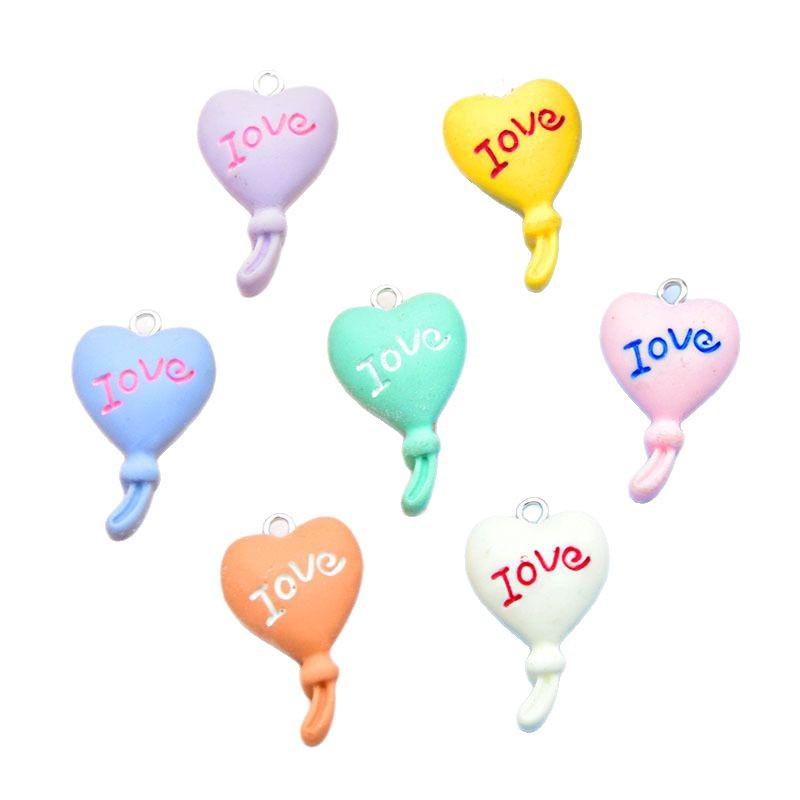 Colorful Resin Heart Balloon Keychain Pendant - DIY Jewelry Accessory