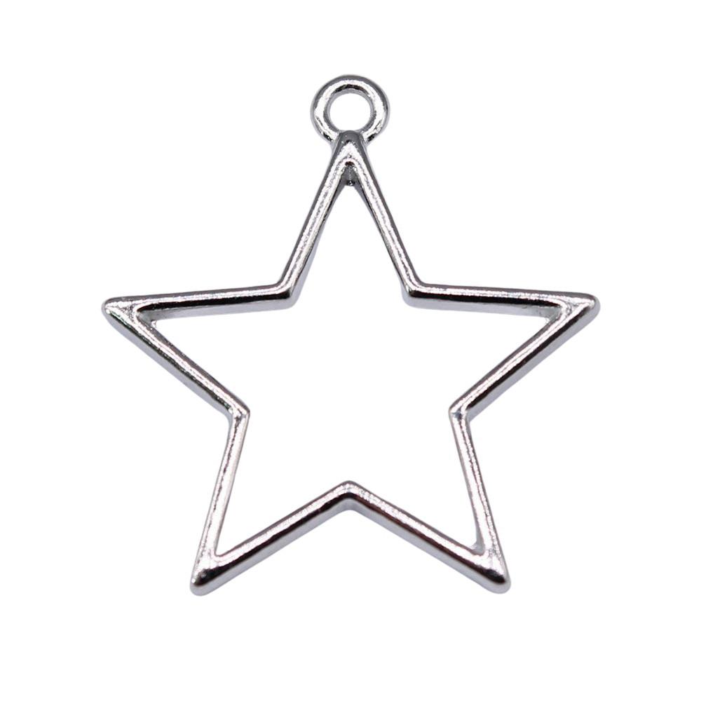 Nested Star Charms Multi Color Alloy Pendants For Double Star Themed Jewelry