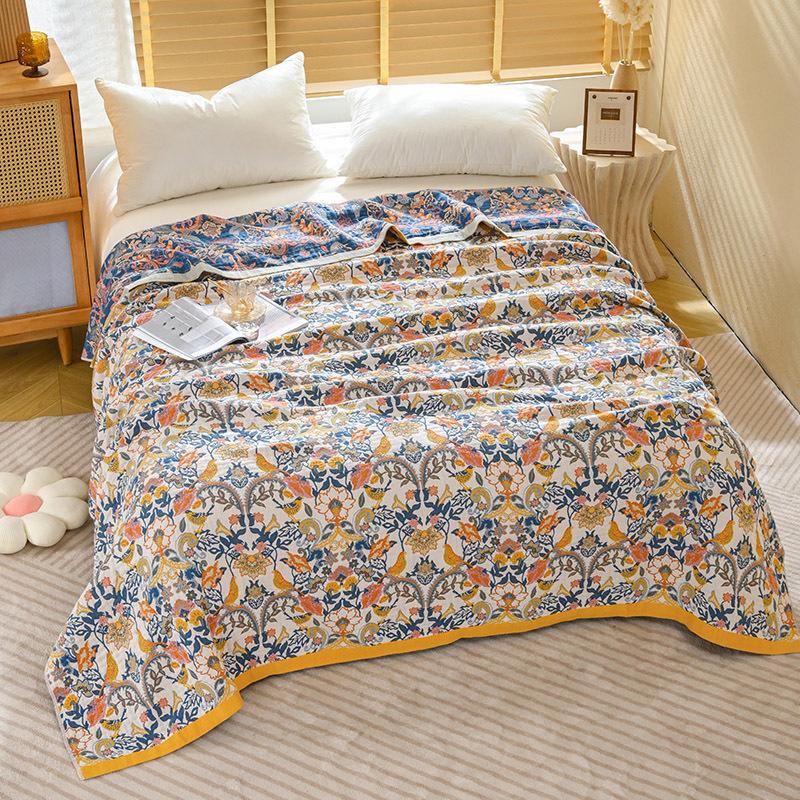 100% Cotton Blanket, Starry Night Throw, Four-Ply Gauze Sheet, Reversible Blanket