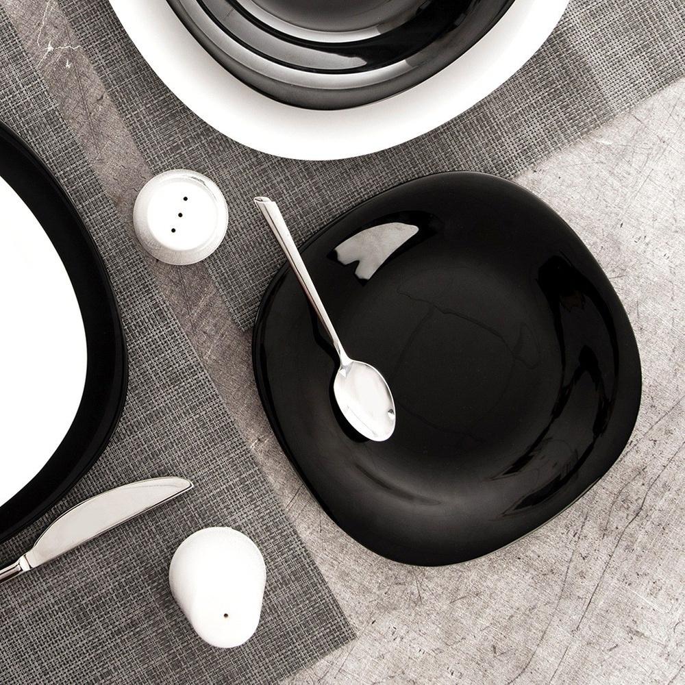 Small Dessert Plate for Cake, Desserts, Snacks, Black Luna 20.5 cm