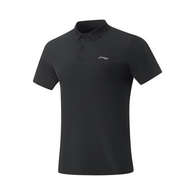 Serie Fitness Tinta Unita Traspirante Asciugatura Rapida Pullover Polo Sportiva Uomo top Nero APLU149-1