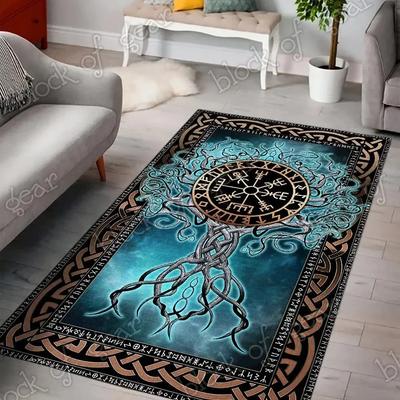 Vikingský koberec Strom života Norský mytologický design koberce Podlaha Vikingský protiskluzový Keltský Vikingský koberec pro Domácí Koupelnovou Dekoraci