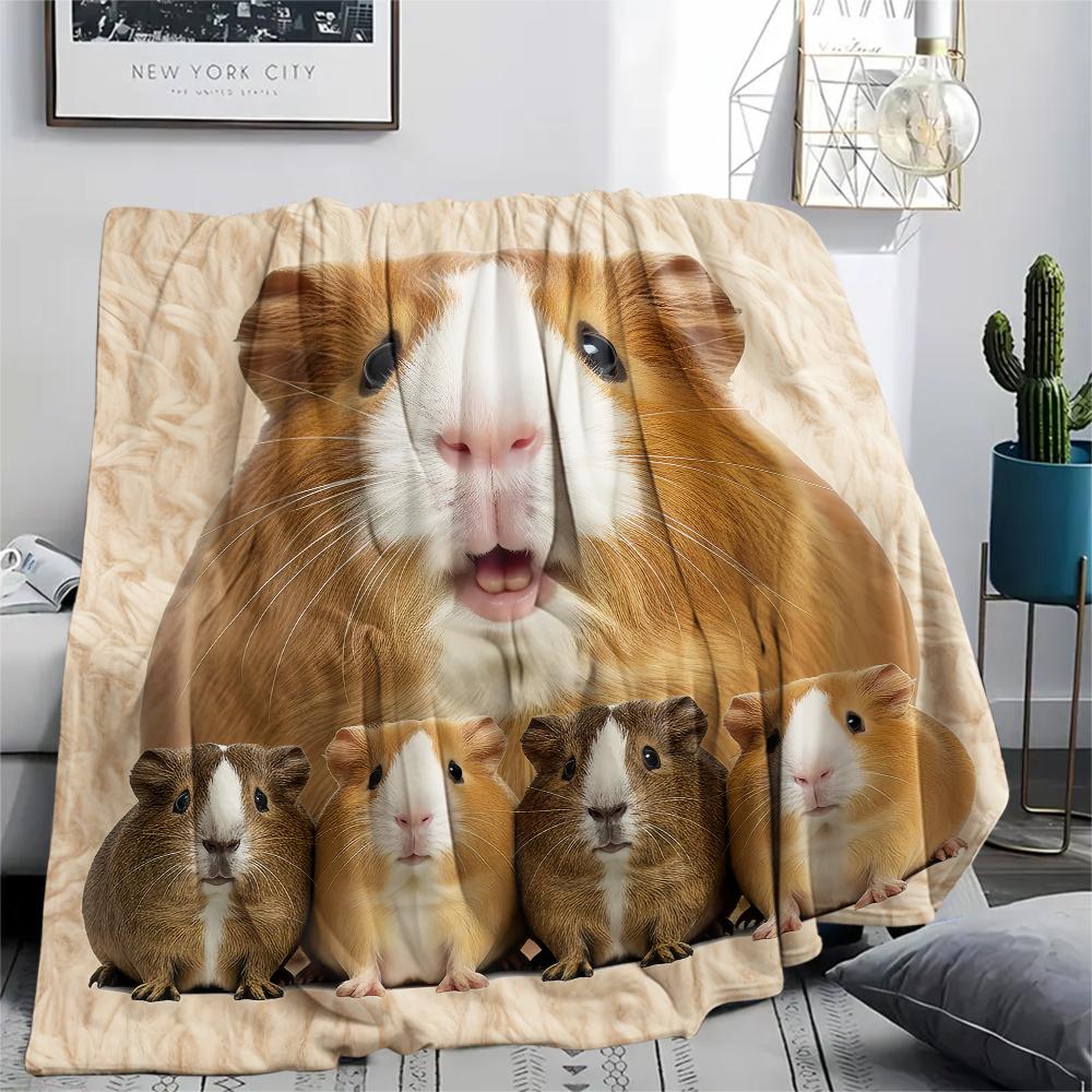 1Pc Hamster and Rat Print Flannel Blanket, High Quality Comfortable for All Seasons, Home Decor, Warmth and Comfort, Perfect for Gifts