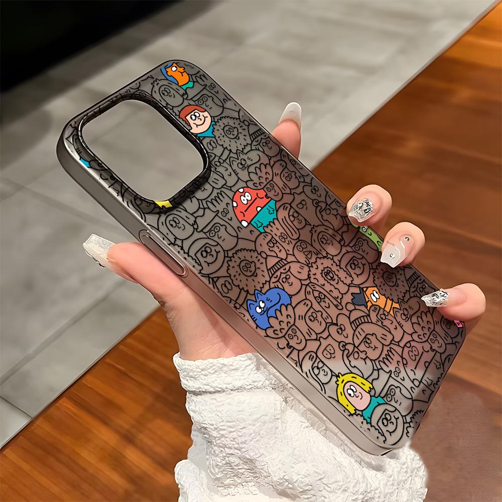 Puzdrá na mobilný telefón pre iPhone 11 13 15 Pro Max 12 14 Pro Max Puzdro iPhone 16 15 Plus 13 Pro 12 Matná textúra Maľované kreslené kvety