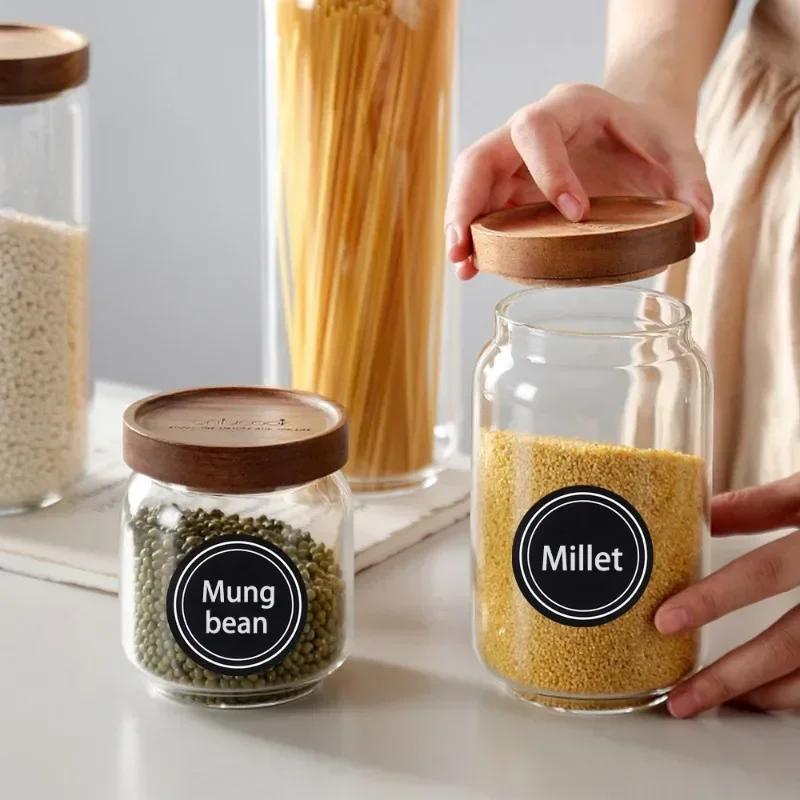 240/60PCS Self-Adhesive Spice Jars Labels Glass Bottles Sticker Tags Waterproof Kitchen Seasoning Label Stickers for Containers