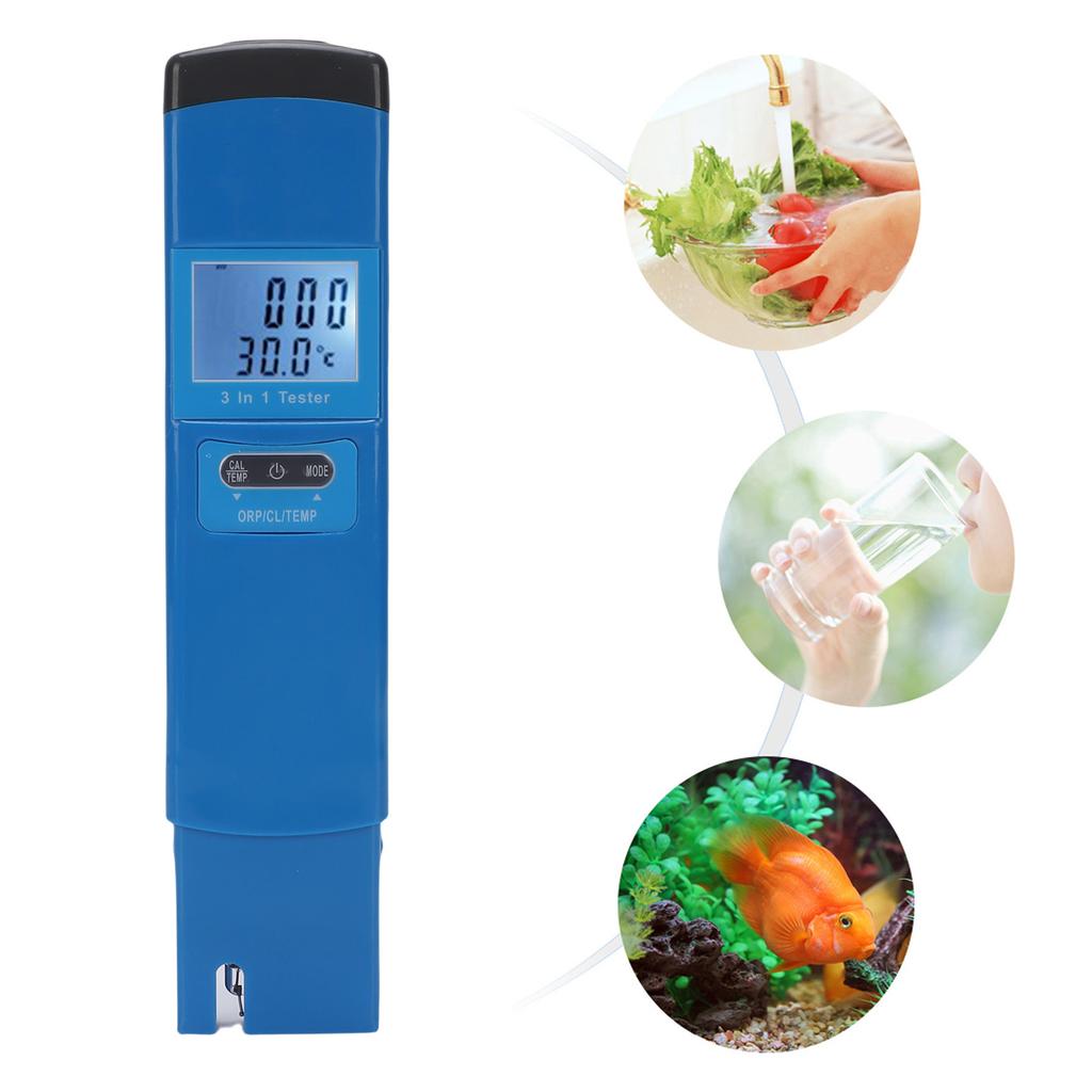 Digital Pool ORP Cl Temp Tester Kit Accurate Quick Measurement Backlit Display Multifunctional ORP Cl Temperature Meter for Hot Tubs Aquariums Spas