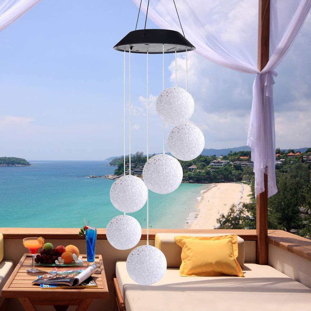 Außen-Windspiel-Lichterkette mit Remy-Körnerkugel, Kolibri- und Schmetterlingsdesigns - Perfekt für die Garten- und Terrassendekoration