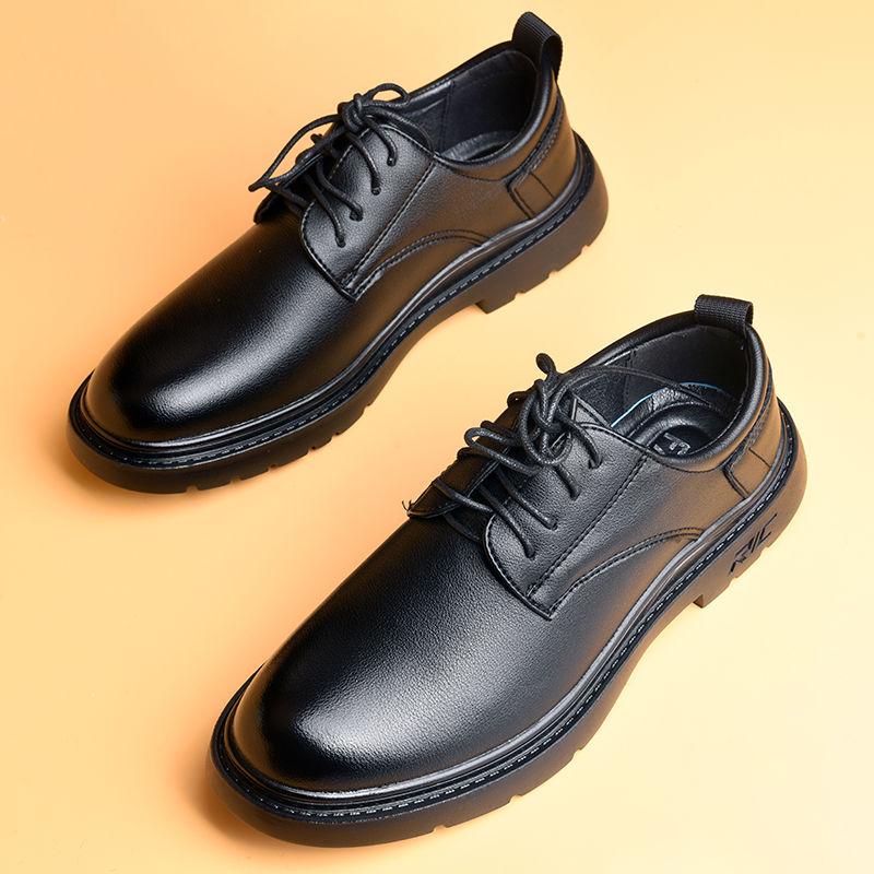 

Мужские зимние теплые кожаные ботинки: Бархатная подкладка, Повседневный и деловой, Круглый носок, Мягкая подошва, Хлопковая подкладка 42