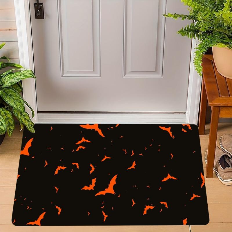 Halloween Bat Pumpkin Carpet Soft Flannel Mat Rug Home Decoration Spider Web Horror Atmosphere Party Non-Slip Floor Decor