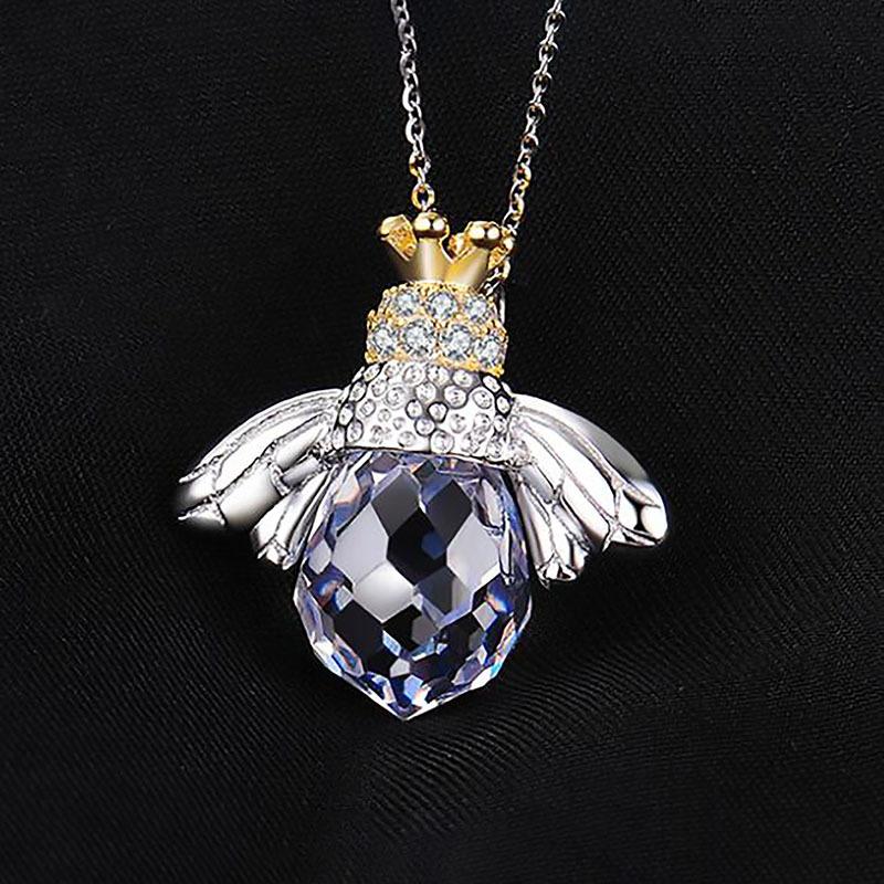 Sterling Silver 925 Simple Realistic Bee Japanese and Korean Style Ins Women's Fashion Temperament Necklace Pendant Jewelry