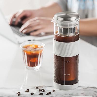 800ml Bärbar Cold Brew Bryggkanna Hög Borosilikat Kaffebryggare Teinfuser Värmebeständig Försegling Hem Vattenkaraff