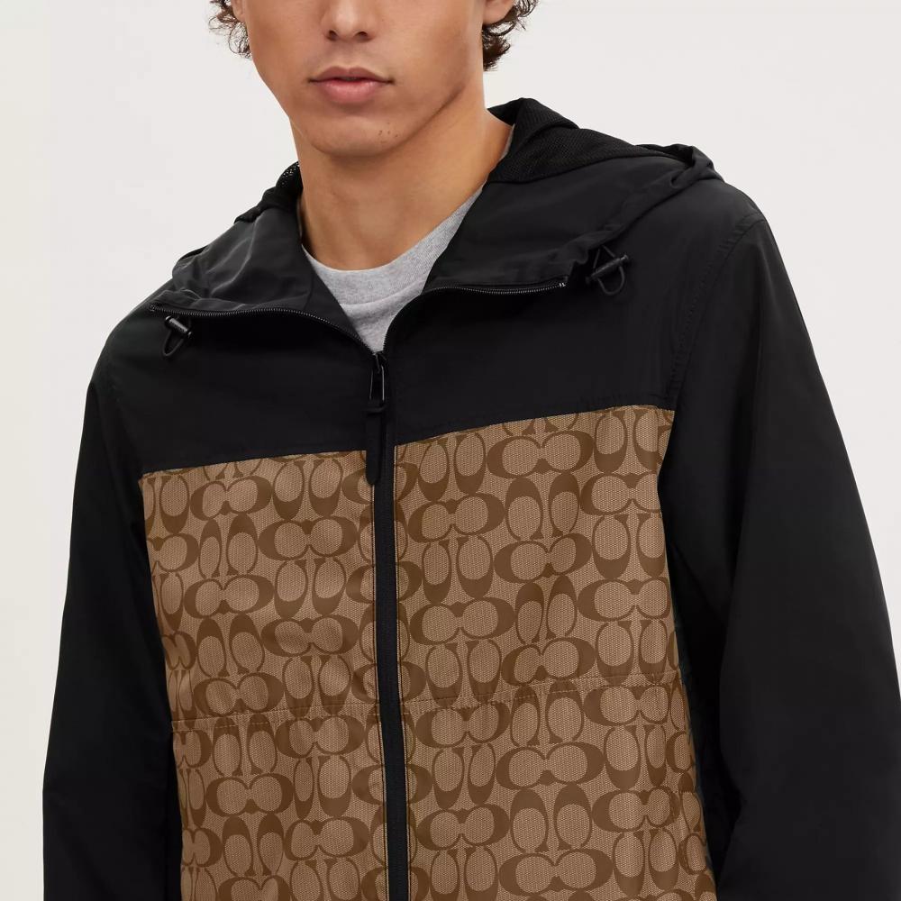 Coach Signature Full Zip Windbreaker Khakinature