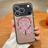 Coque Magnétique Motif Laçage Rose Pour iPhone 17 17e 16e 16 15 Pro 14 13 Pro Max Pour Magsafe Coque Rigide en PC Mate Translucide