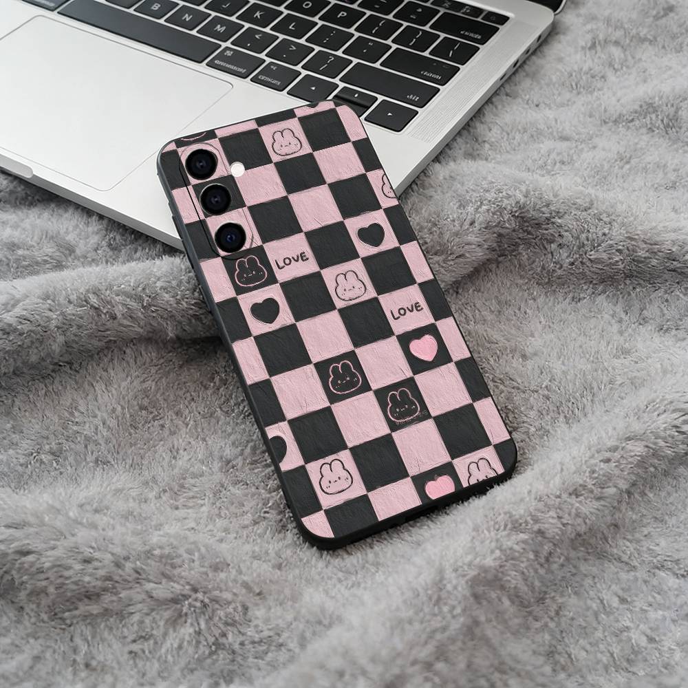 Fresh Checkerboard Soft Silicone phone Case for Samsung Galaxy A73/A71/A72/A70/A53/A52/A51 - Black