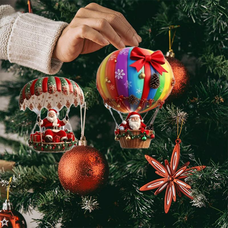 10PCS/SET 2D Christmas Tree Hanging Decoration Navidad Party Supplies 2025 New Year Present Festival Pendant Xmas Decoration