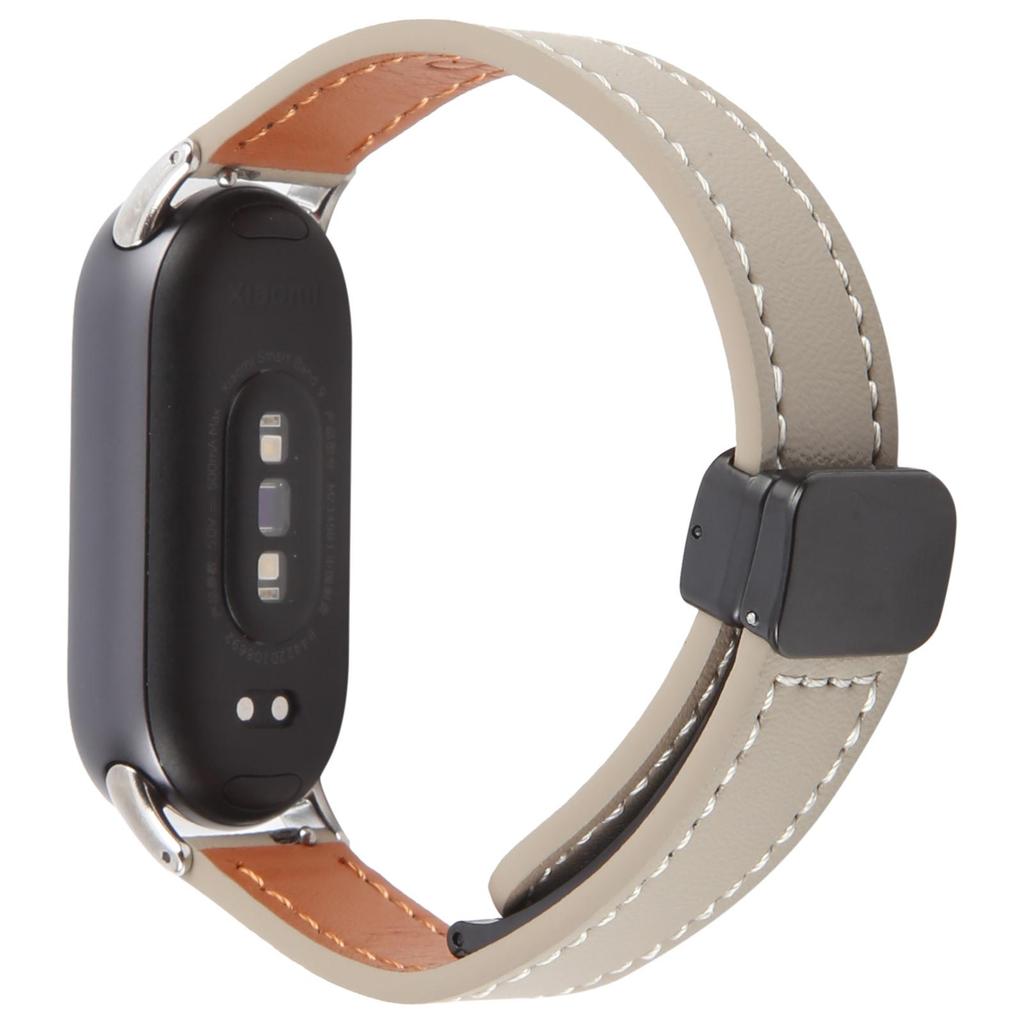 Für Xiaomi Smart Band 9/8 Faltbares Magnetisches Schwarzes Schnallen Mikrofaserleder Uhrenarmband