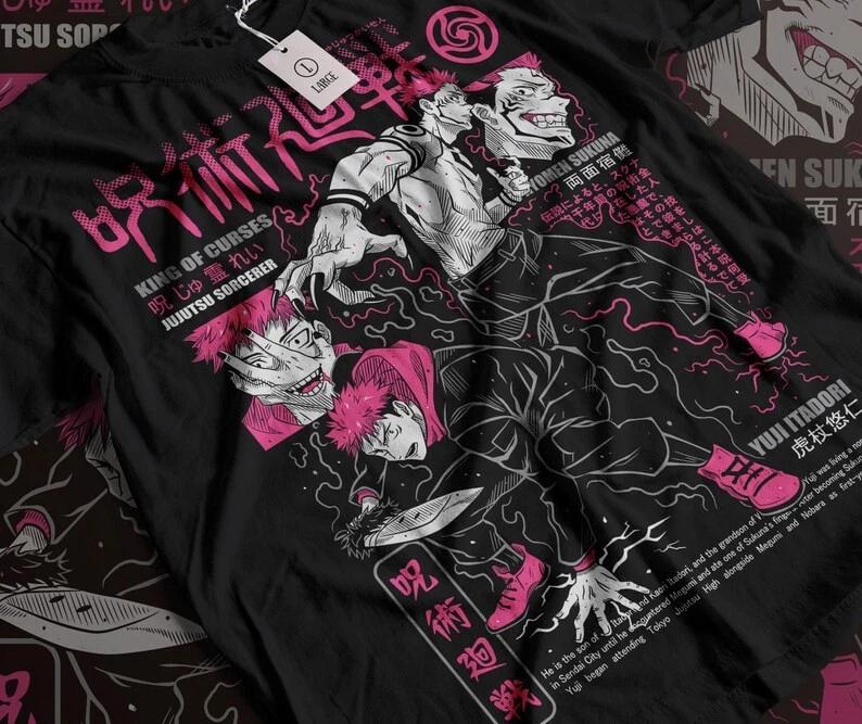 Anime Jujutsu Kaisen King Of Curse Black T Shirt S