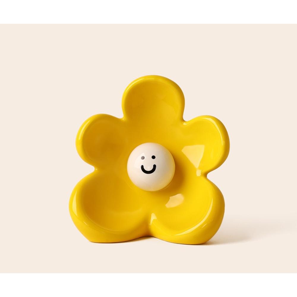 Cute Smile Ceramic Vase Decor Elegant Living Room Flower Arrangement Entryway Home Ornament Mini Desktop Decor