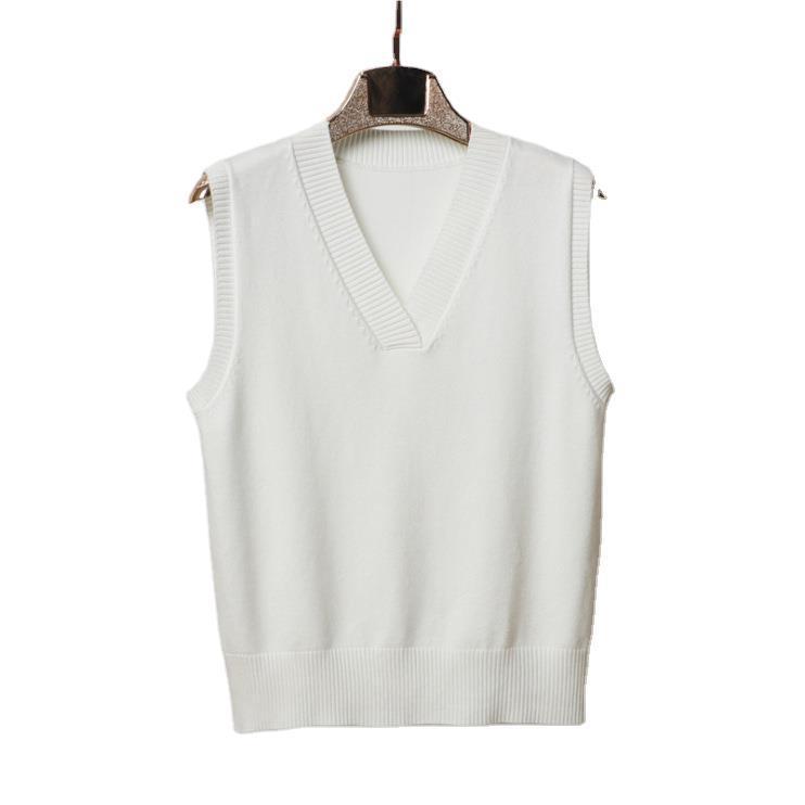 Dámská podzimní a zimní vesta Dámská jednobarevná vesta svetr s výstřihem do V a rozparkem Venkovní oblečení pro ženy