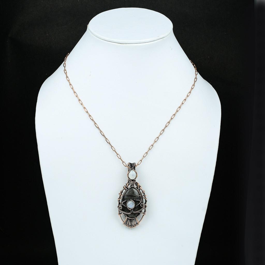 Evil Eye Stingray Coral Copper Wire Wrapped Gemstone Pendant Copper Wire Wrap Jewelry Moonstone Evil Eye Pendant Handmade Women Pendant Gift