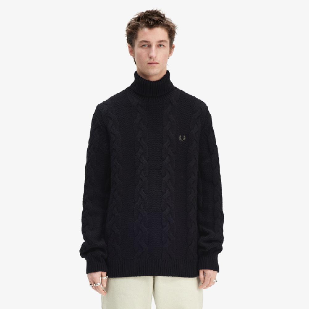 

Fred Perry [sharp] Chunky Cable Knit Roll Neck Knit Black Afpm2438575 102 L