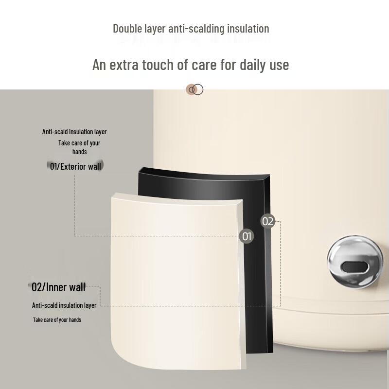 Little Bear 1.5L 316 Stainless Steel Insulated Electric Kettle CN plug (adapter included)