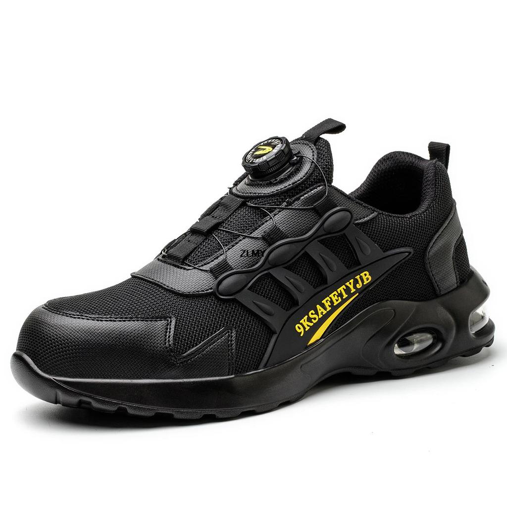 Fashion ZLMY Air Cushion Safety Shoes Men Steel Toe Sneakers Rotated Button Stab-Proof Anti-smash Men's Work Safety Boots Man Work Shoes