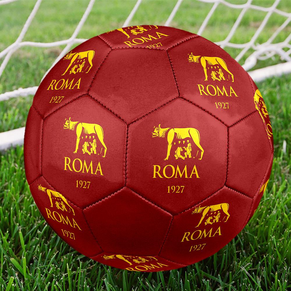 Pallone da Calcio AS Roma Indoor Misura 5 Colorato Cucito a Macchina PVC Pronto per la Competizione Resistente Alta Rimbalzabilità