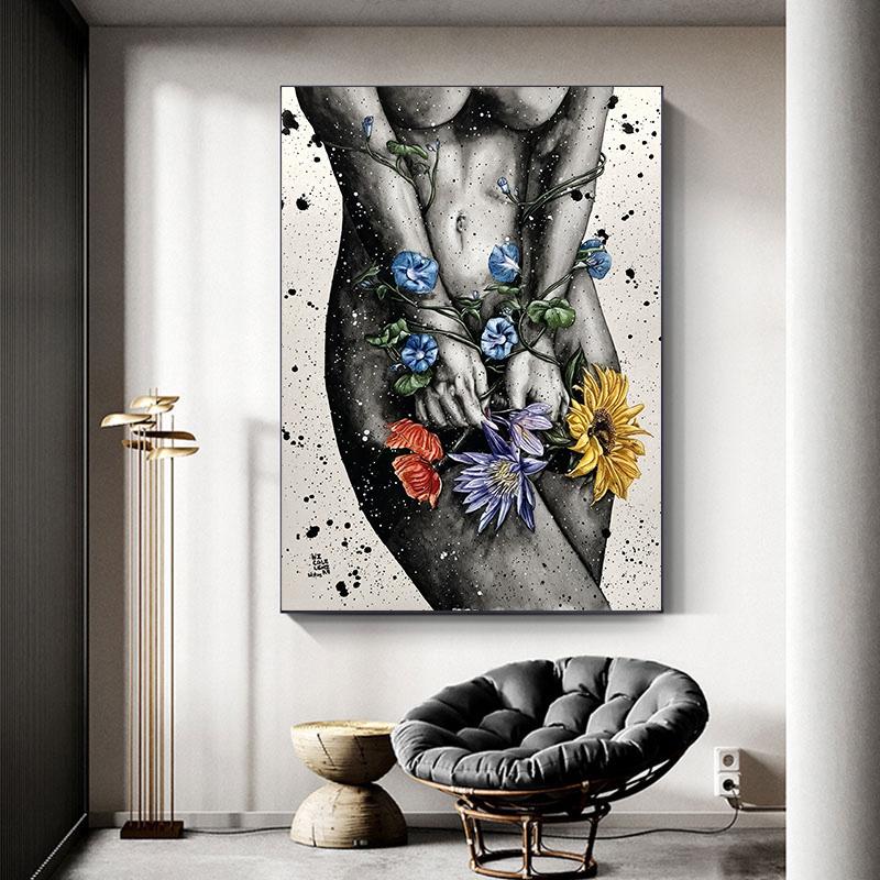 Women Portrait Flowers Landscape Painting Home Decor Gift  Poster Wall Art  Picture Canvas Print For Room Home Decor