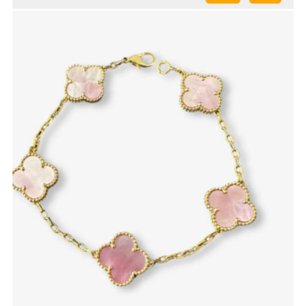 Luxury and Sophisticated Four-leaf Clover Bracelet for Women Made of Agate and Mother-of-pearl