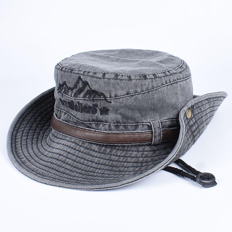 Freedom Outdoors Women's Panama Sun Hat Fisherman Hat Man Summer Wide Brim Visor Fishing Bucket Hat Leather Belt Embroidered Waterproof Bob Femme 58Cm