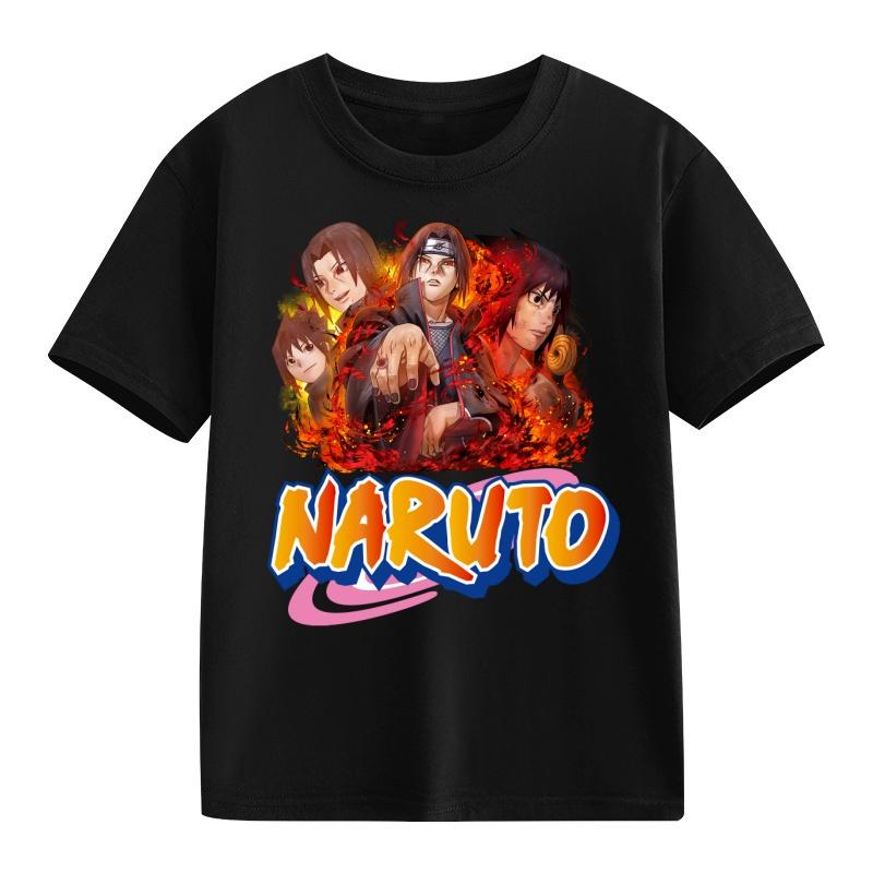 Maglietta Naruto Bambini Uzumaki Uchiha Sasuke Hatake Kakashi Stampa Personaggio Anime Cotone Manica Corta Ragazzi Ragazze Top Rotondi Larghi