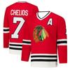 Hockey Jersey - Red with White/Black Accents "Chelios 7" Alternate "A" Retro Athletic Jersey 3d Prints Long Sleeve V-neck Top
