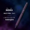 Rhodia Script Multi-Pen, Limited Edition Color, Aubergine, 0.5mm Oil-Based Ballpoint Pen with Two Colors (Black and Red) and 0.5mm Mechanical Pencil,