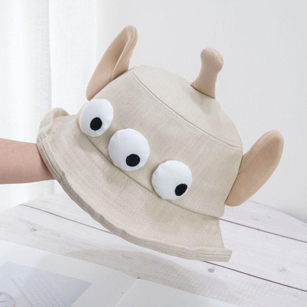 Lightweight Big Ear Fisherman Hat Foldable Cartoon Sun Hat Fashion Three Eyes Bucket Hats Travel