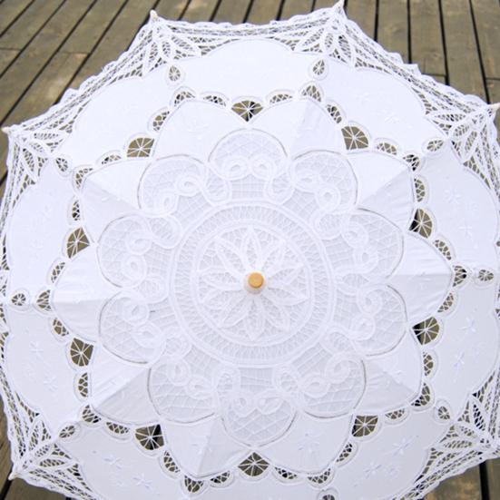 Exquisite Umbrella Multi-use Cotton Lace Flower Pattern Visual Effect Sunshade for Photography