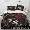 3D Horror Gothic Vrouwelijke Schedel Dood Meisje Dekbedovertrek Beddengoedset, Dekbedovertrek Bedset Quiltovertrek Kussensloop, Queen Size Beddengoedset