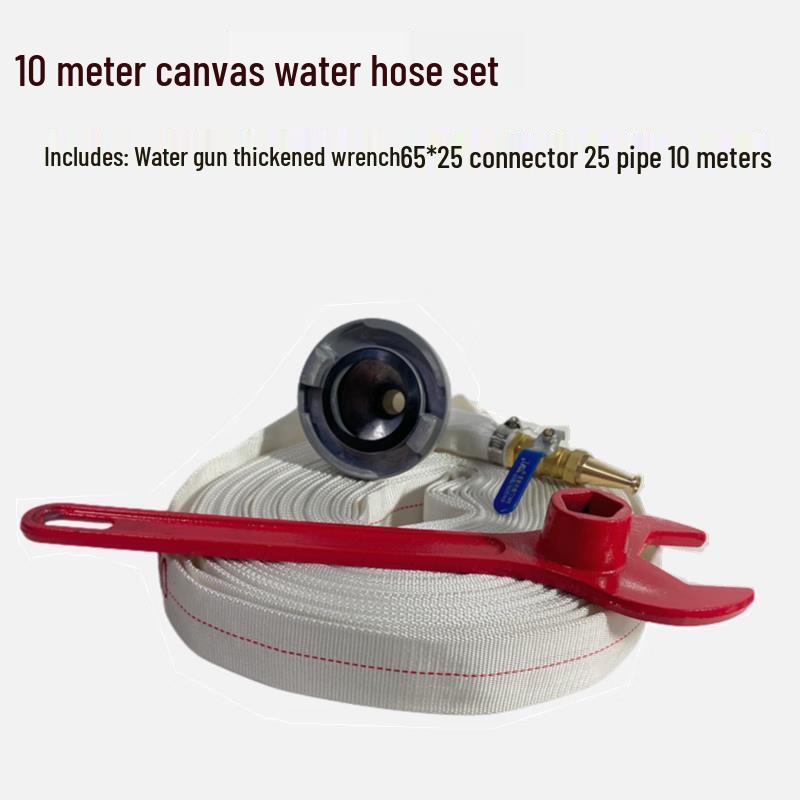 Jundingying 10M Canvas Water Hose & Fire Hydrant Wrench Set