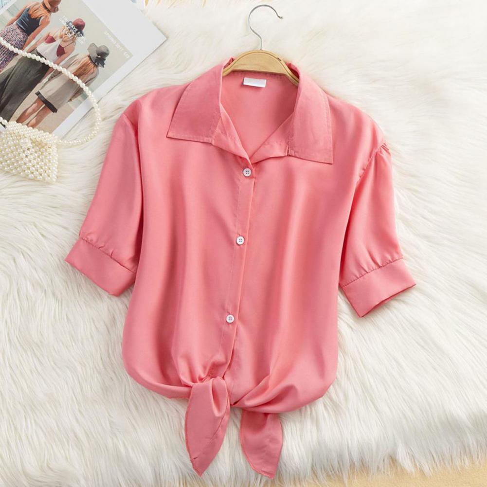 Everyday Chic Women Top Stylish Womens Short Sleeve Blouses for Office Travel Breathable Single Color Blouses for Daily for Summer