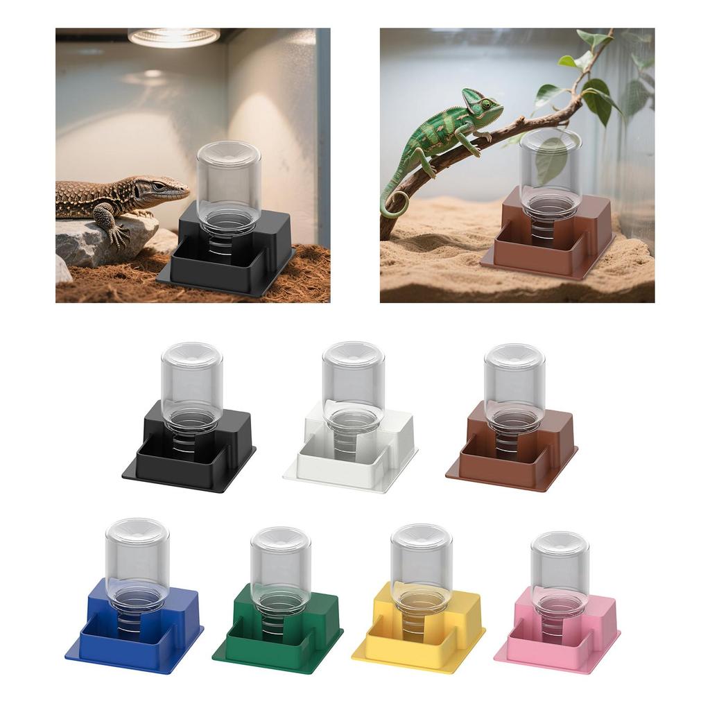 Automatic Reptile Water Dispenser Sturdy Plastic Feeding Container Reusable Hydration Bowl for Turtle Tortoise Gecko Terrarium