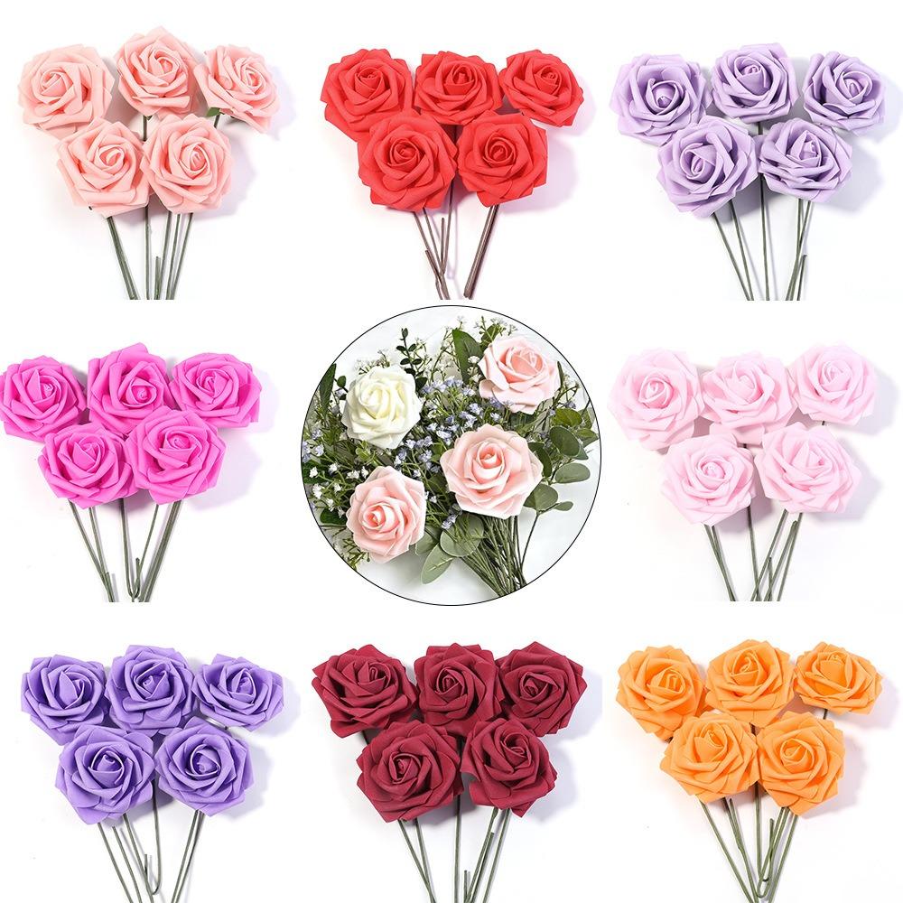 25Pcs Artificial Flowers Roses Fake Flowers For Home Decor DIY Wedding Bride Decoration Bouquet Party Supplies Garland Accessory